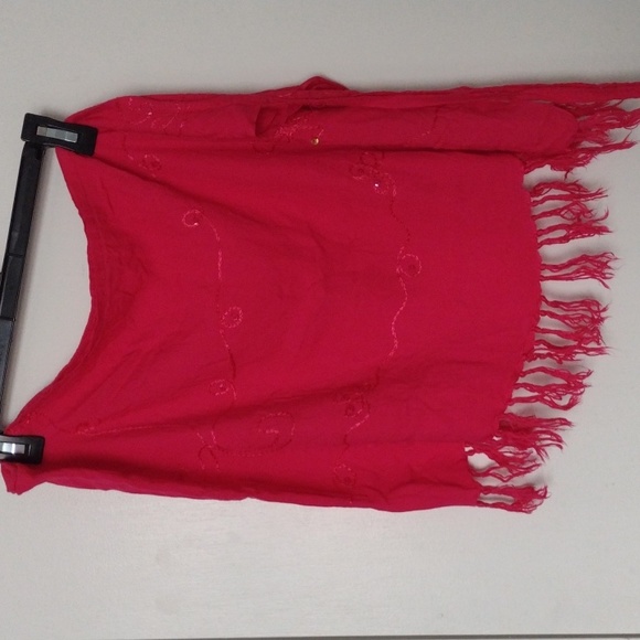 Hot Pink Embroidery Sequins Beach Cover Up Wrap Skirt One Size - Picture 2 of 8